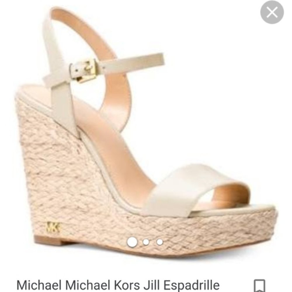 Michael Kors Jill gold leather wedge sandals 5